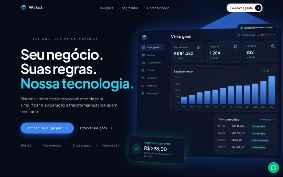 Página inicial do site ARStack
